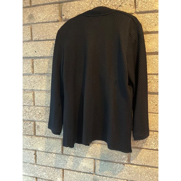 Exclusively Misook Black Open-Front Textured Cardigan L Made In Korea 100% Acryl - Picture 8 of 8
